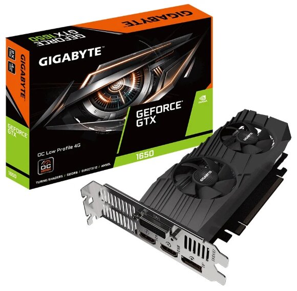 Видеокарта GIGABYTE GeForce GTX 1650 D6 OC Low Profile 4G (GV-N1656OC-4GL), Retail
