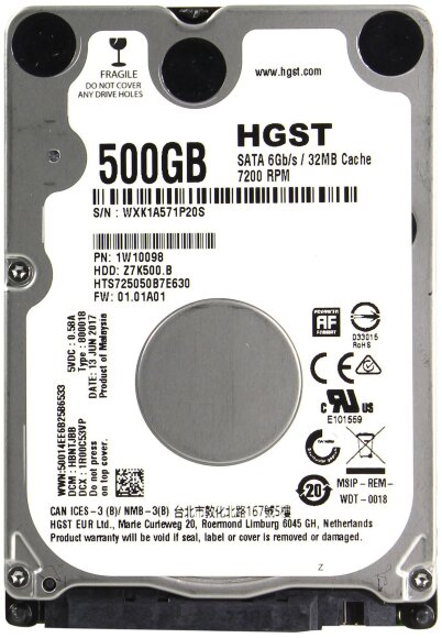 Жесткий диск HGST 500 GB Travelstar Z7K500.B 500GB (HTS725050B7E630)