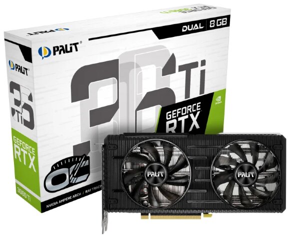 Видеокарта Palit GeForce RTX 3060 Ti Dual OC 8GB (NE6306TS19P2-190AD), Retail