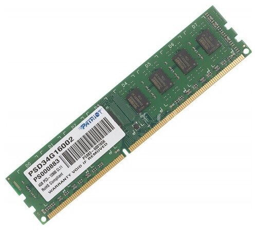 Оперативная память Patriot Memory SL 4GB DDR3 1600MHz DIMM 240-pin CL11 PSD34G16002 (oem)