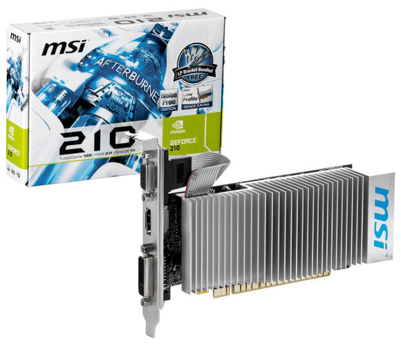 Видеокарта MSI GeForce 210 589Mhz PCI-E 2.0 512Mb 1000Mhz 64 bit DVI HDMI HDCP TurboCache