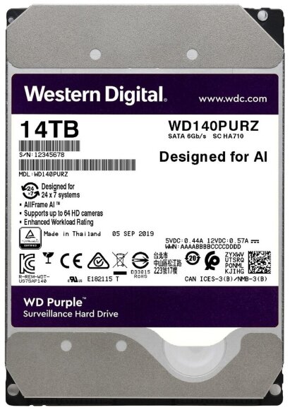 Жесткий диск Western Digital WD Purple 14 ТБ WD140PURZ
