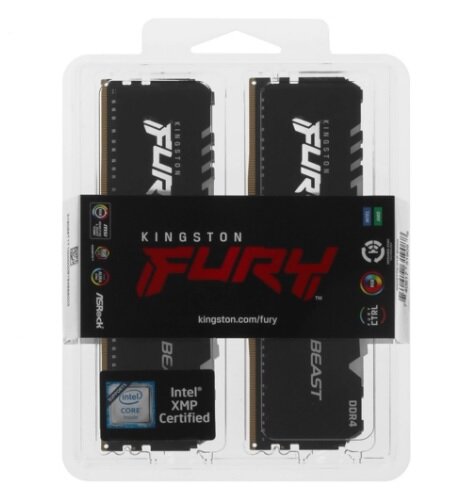 Оперативная память Kingston FURY Beast RGB 16 ГБ (8 ГБ x 2) DDR4 3600 МГц DIMM CL17 KF436C17BBAK2/16