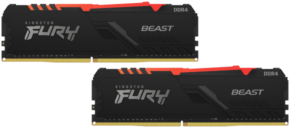 Оперативная память Kingston FURY Beast RGB 16 ГБ (8 ГБ x 2) DDR4 3200 МГц CL16 (KF432C16BBAK2/16)