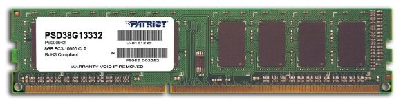 Оперативная память Patriot Memory SL 8 ГБ DDR3 1333 МГц DIMM CL9 PSD38G13332