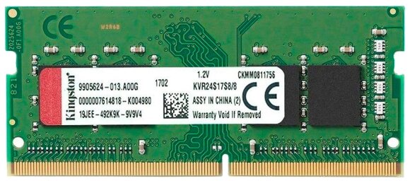 Оперативная память Kingston ValueRAM 8GB DDR4 2400MHz SODIMM 260-pin CL17 KVR24S17S8/8